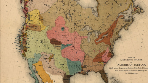 Old map of linguistic stocks of American Indians.