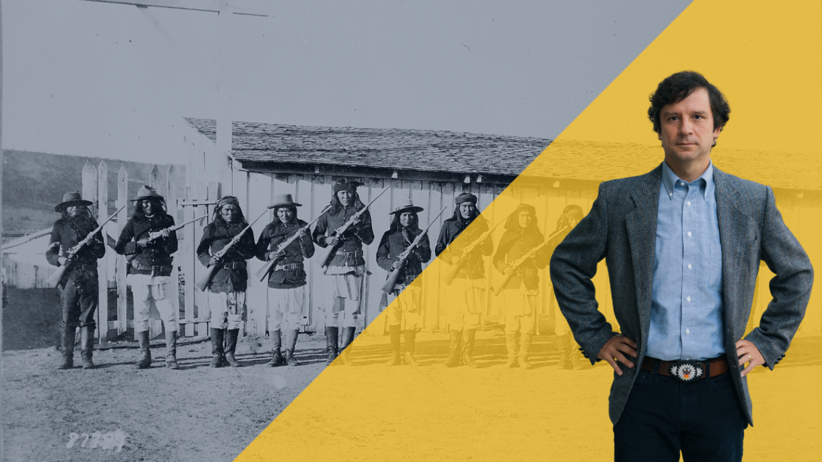 Apache scouts drilling with rifles, Fort Wingate, New Mexico.