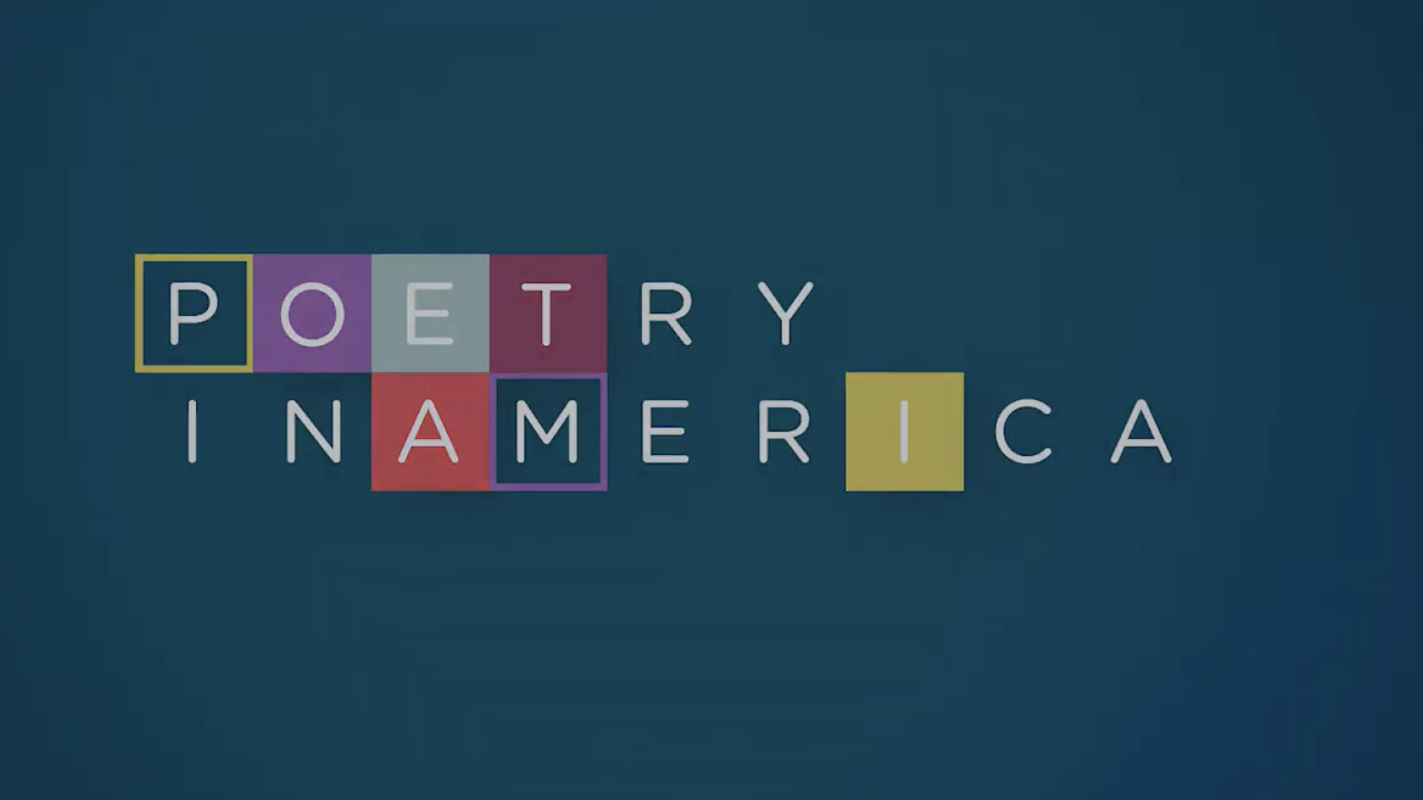 Poetry in America logo on a blue background.