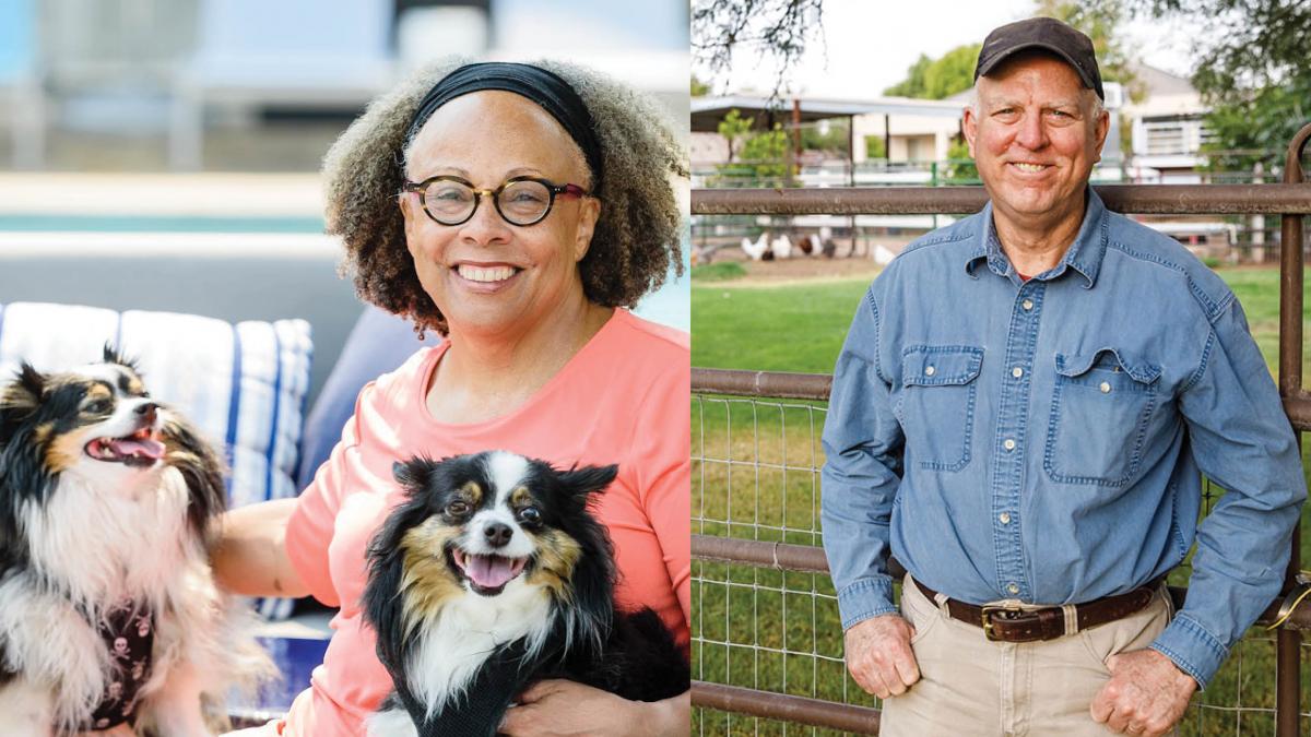 Portraits of Jewell Parker Rhodes and Stephen Pyne.