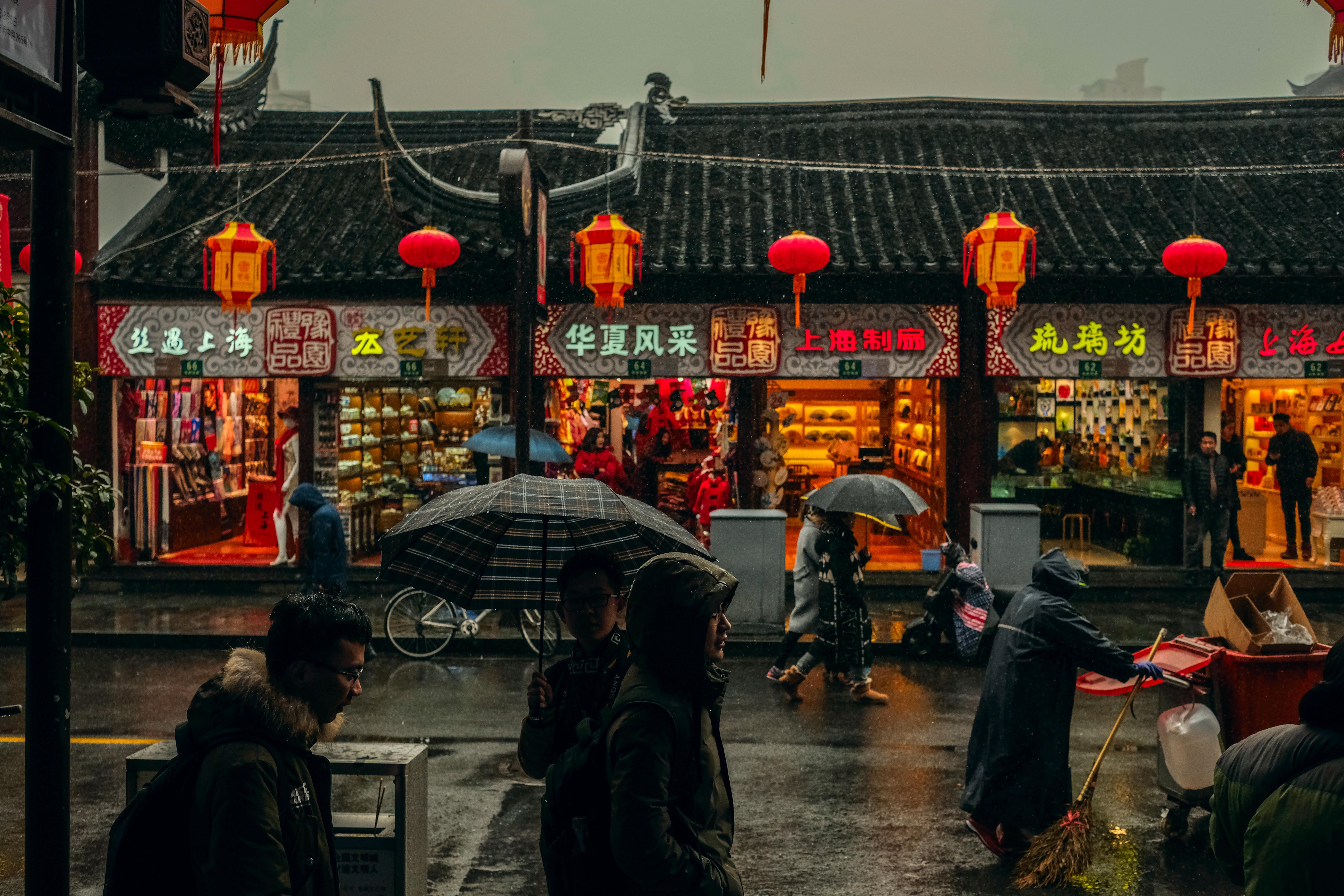 Chinese lanterns and landscape