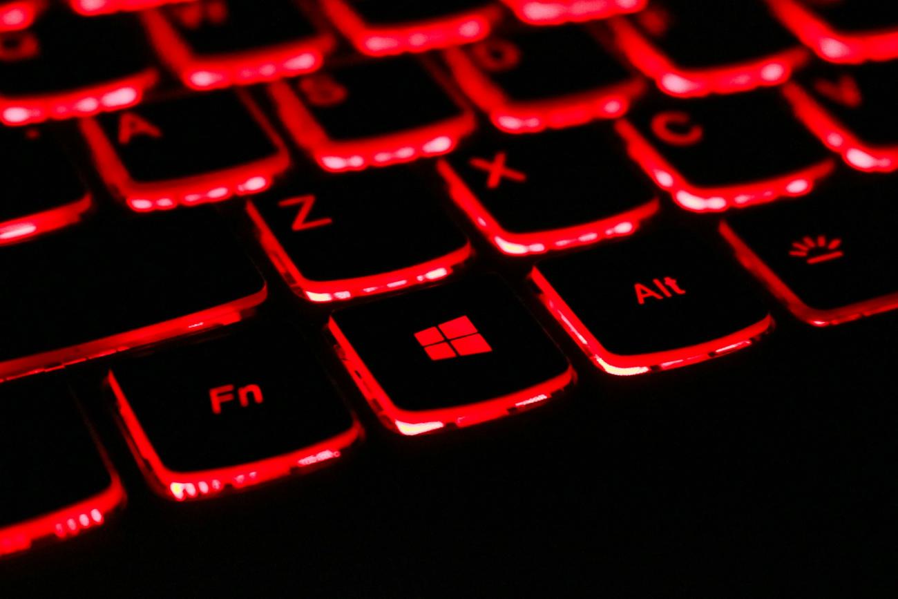 Close-up of a keyboard with red backlight
